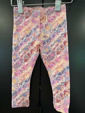 Tea Collection Baby Girls Pink Floral Sunburst‎ Print Leggings 3-6 Months
